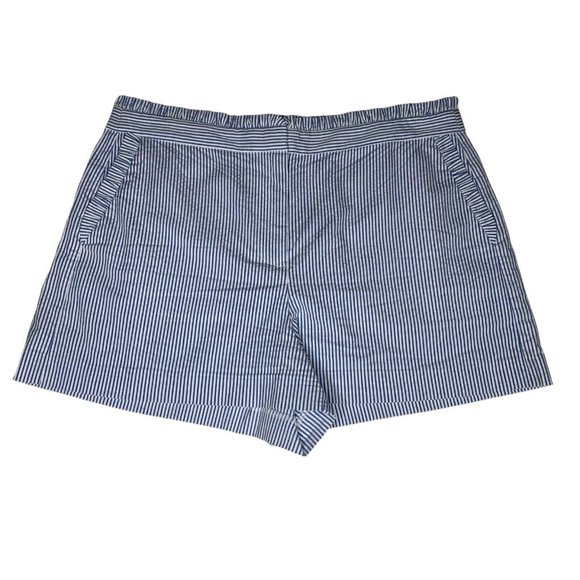 J. Crew Factory Pants - J Crew Factory Pinstripe Seersucker Shorts With Ruffle Detail Size 12 Blue White